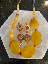 Load image into Gallery viewer, Amber Agate Necklace earring set