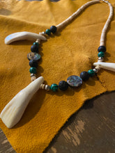 Load image into Gallery viewer, Buffalo Teeth and Malachite (Strength and Abundance Necklace)