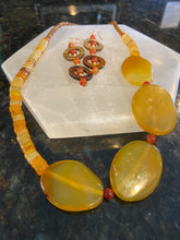 Load image into Gallery viewer, Amber Agate Necklace earring set