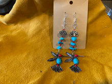 Load image into Gallery viewer, Turquoise Hummingbird Earrings (HandMade by Mu)