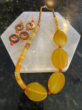 Load image into Gallery viewer, Amber Agate Necklace earring set