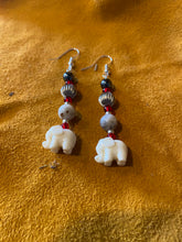 Load image into Gallery viewer, Beaded Delta Ivory Elephant Earrings (HandMade By Mu)