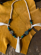 Load image into Gallery viewer, Buffalo Teeth and Malachite (Strength and Abundance Necklace)