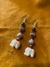 Load image into Gallery viewer, Beaded Delta Ivory Elephant Earrings (HandMade By Mu)