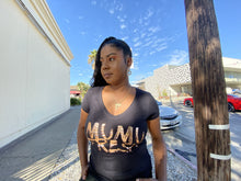 Load image into Gallery viewer, Mumu Fresh Black &amp; Gold Women’s V Neck T Shirt
