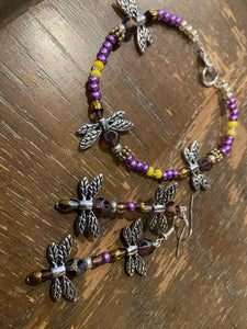 Dragon Flies Delight (earring and bracelet set)