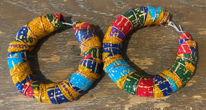 Large "She's Royal" African Print Hoops Made by Mu"