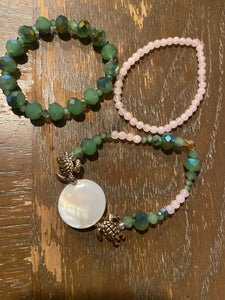 Pink rose quartz sea turtle bracelet (AKAs Set of 3)