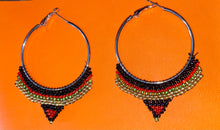 Load image into Gallery viewer, Love and Liberation (Red, Black, Green and Gold Beaded Hoops)
