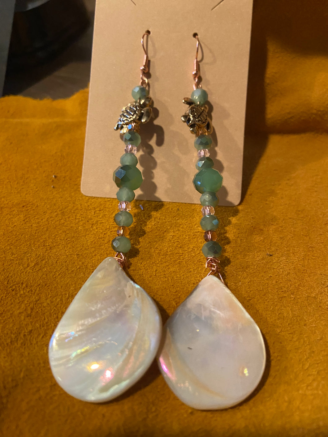 Pink and Green sea turlte earrings (AKA addition)