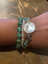 Load image into Gallery viewer, Pink rose quartz sea turtle bracelet (AKAs Set of 3)
