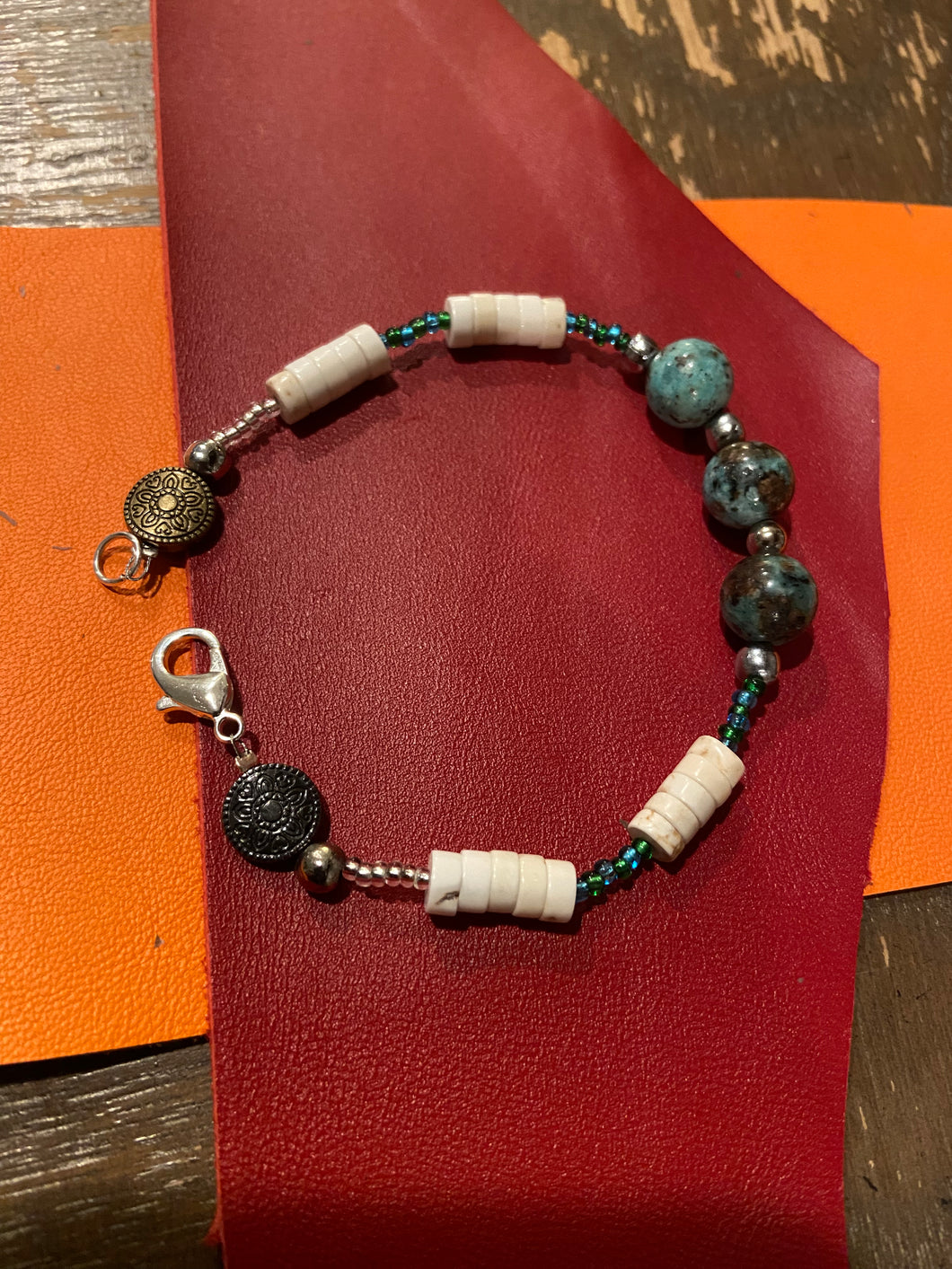 Green Jasper and Shell Bracelet (Made By Mu)