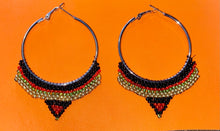 Load image into Gallery viewer, Love and Liberation (Red, Black, Green and Gold Beaded Hoops)
