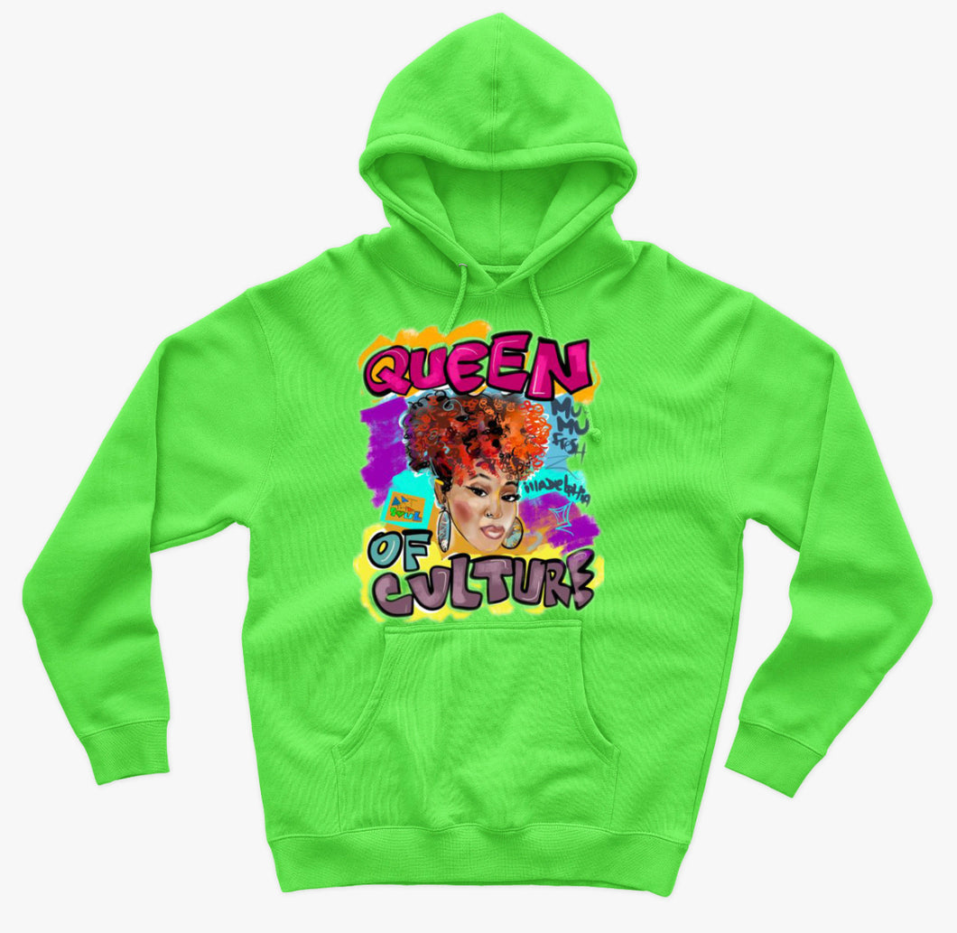 Queen of Culture (neon green  hoodie)