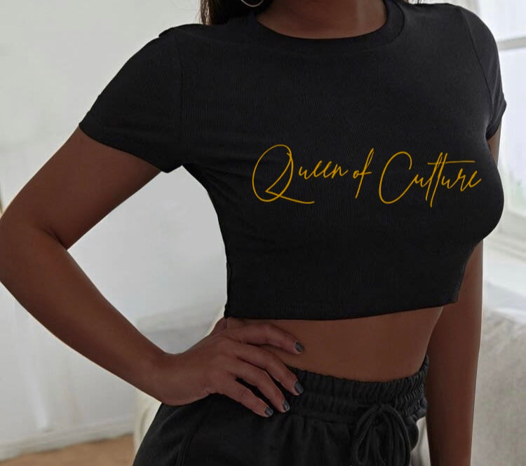 Queen of Culture crop top (Gold Logo)